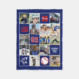 Baseball Team Senior Night Custom Photo Blue Red Fleecefilt