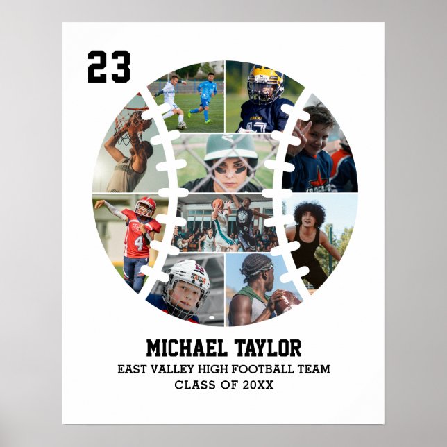 Baseball Team Senior Studenten Gift Photo Collage Poster (Framsidan)