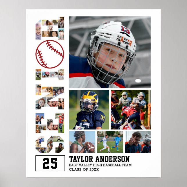 Baseball Team Senior Studenten Photo Collage Poster (Framsidan)