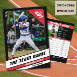 Baseball Team Trading Card Sport Gitter Red<br><div class="desc">Vi presenterar Baseball Team Trading Card - en tidlös hyllning till hjärtat och själen i Amerikas pastime! Det här kortet är inte bara en kollektiv, det är en omhuldad symbol för spelets bestående arv, designat för att fånga fläkt fantasi överallt. På framsidan, glöm din laganda! Anpassa med pridet, från lagets...</div>