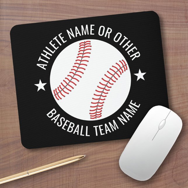 Baseball Teckning med modernt team och Idrottsman  Musmatta (Personalized Mousepad - Sports Baseball Theme with custom name)