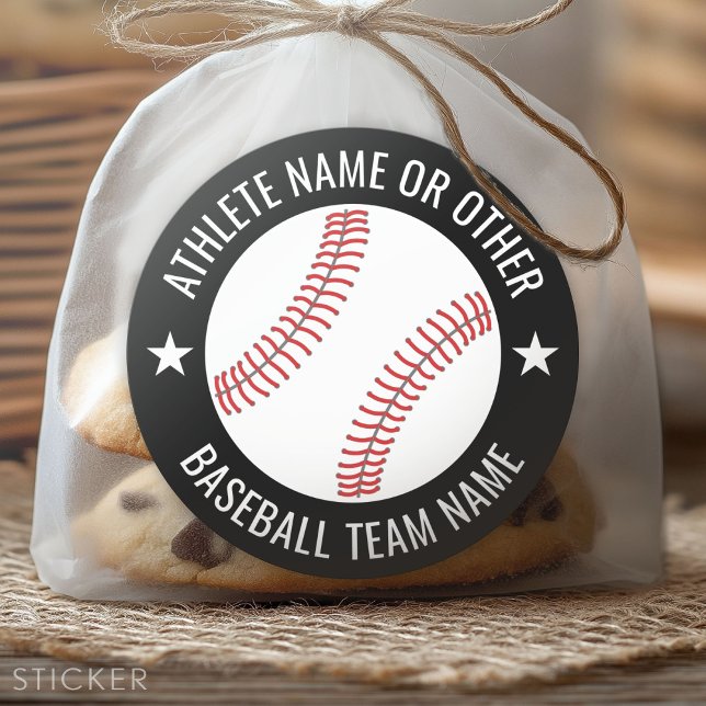 Baseball Teckning med modernt team och Idrottsman  Runt Klistermärke (Custom Sticker)