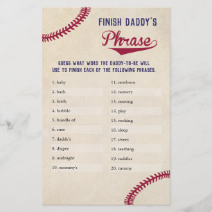 Baseball-temat babyskor Avslutar Pappor fras Flygblad