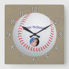 Baseball Textured Background-fotoanpassning Fyrkantig Klocka