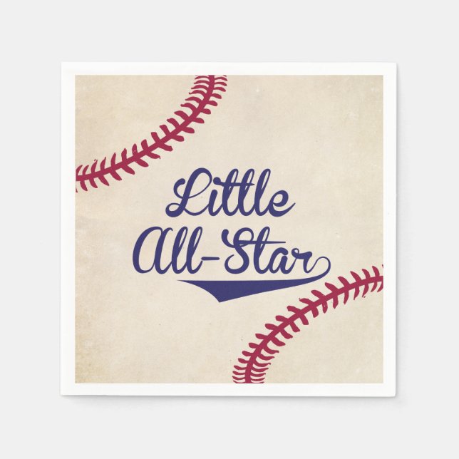 Baseball Thabel Little All Star Baby Shower Napkin Pappersservett (Framsidan)