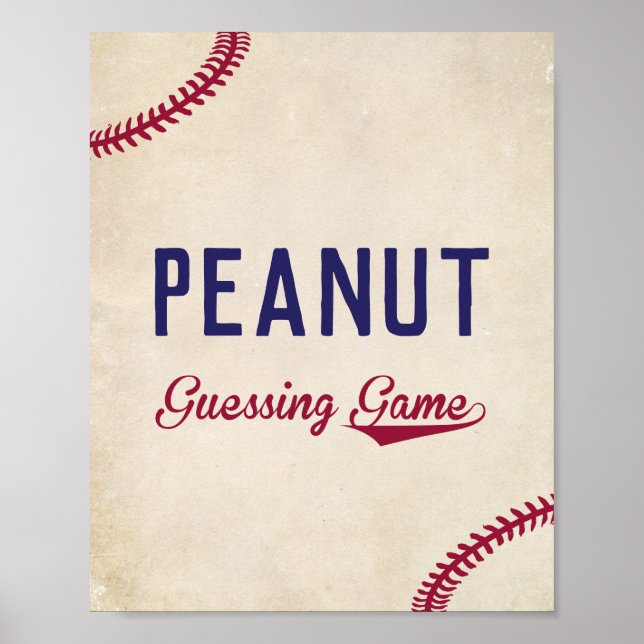Baseball ThBäste Bebisduscher Peanut Game-skylt Poster (Framsidan)