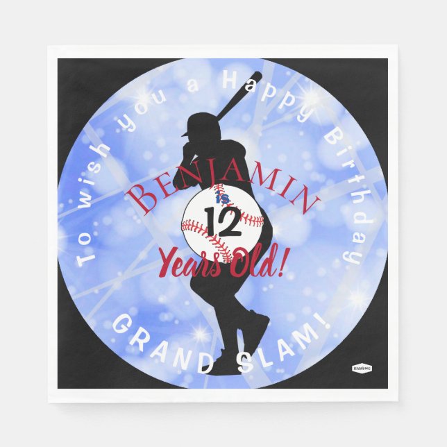 Baseball Theme Birthday Napkins HAMbyWG Pappersservett (Framsidan)