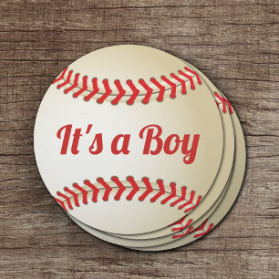 Baseball Theme Boy Baby Shower Underlägg Papper Rund