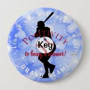 Baseball Theme Button Light Blue HAMbyWG Knapp