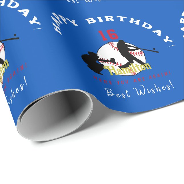 Baseball Theme Gift Wrap HAMbyWG Presentpapper (Rullad Hörn)