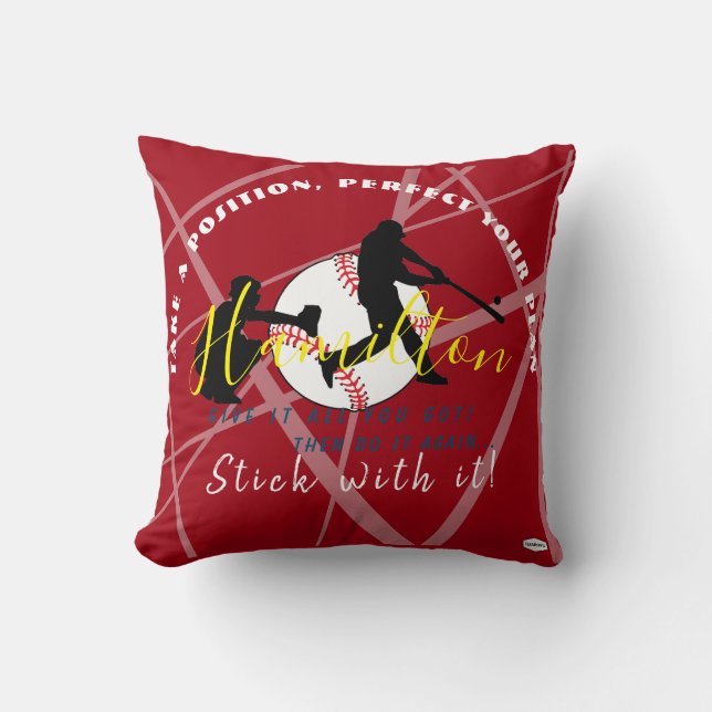 Baseball Theme Personlig Pillow HAMbyWG Red Kudde (Framsida)