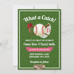 Baseball Theme Sports Bröllop Inbjudningar