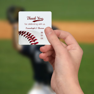 Baseball Theme Wedor Favor Tack Fyrkantigt Klistermärke
