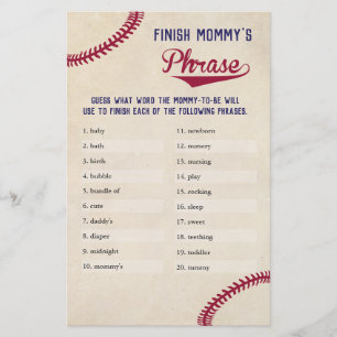 Baseball ThMB Shower Avslutar Mamma fras Flygblad