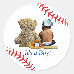 Baseball ThMelige Baby Shower Etnik, svart Runt Klistermärke
