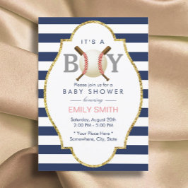 Baseball Thorn Boy Navy Blue Rand Baby Shower Inbjudningar