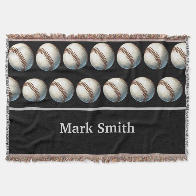 "Baseball-Thrade Throw Blanket - Mysigt Comfort Filt (Framsidan)