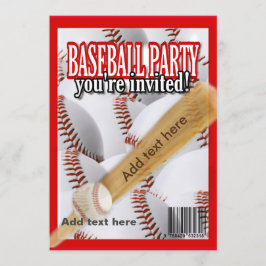 Baseball-tidskriften vit och röd party inbjudningar