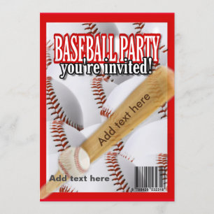 Baseball-tidskriften vit och röd party inbjudningar