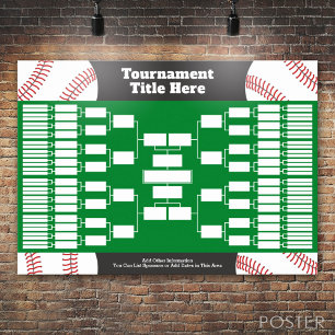 Baseball Tournament Bracket - 64 team Poster