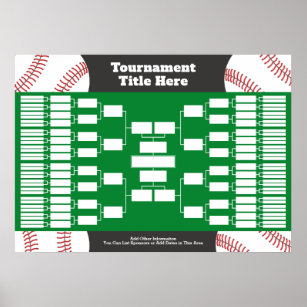 Baseball Tournament Bracket - 64 team Poster