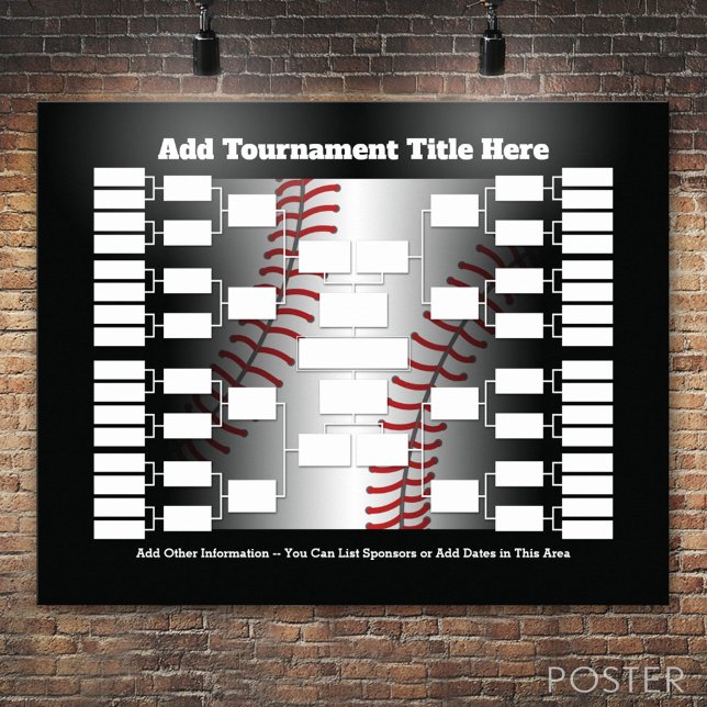 Baseball Tournament-paket för 32 team Poster (Custom Tournament Bracket)