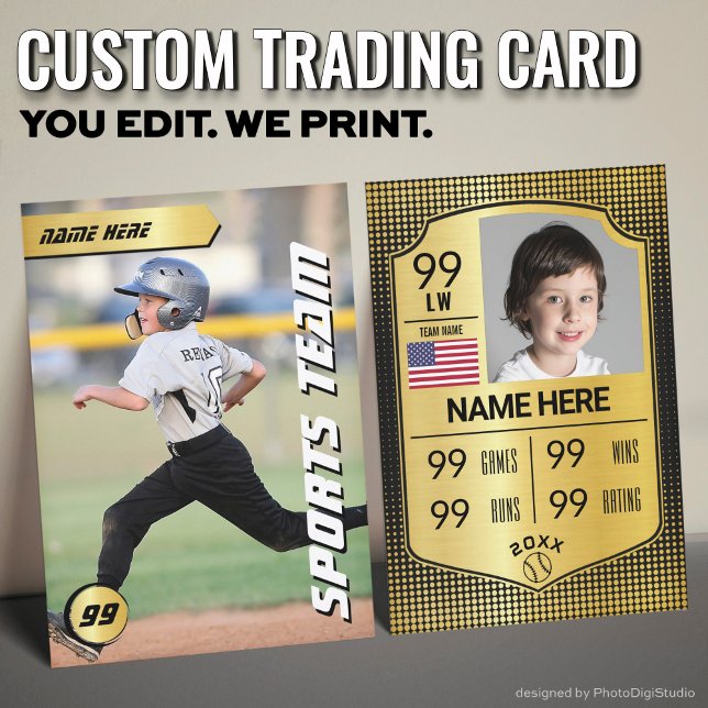 Baseball Trac-kort för baskiska statister (Custom Baseball Trading Card, Gold Shield Player Card)