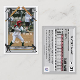 Baseball Trading Card Grått back - Anpassningsbar 