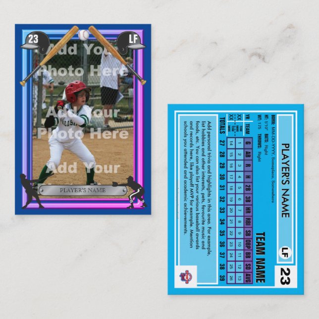 Baseball Trading Card Miami Frt - Anpassningsbar S (Fram/baksida)