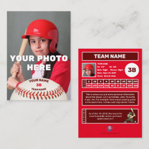 Baseball Trading Card Red Back - Anpassningsbar St
