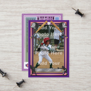 Baseball Trading Card-Royal Lila - Anpassningsbar
