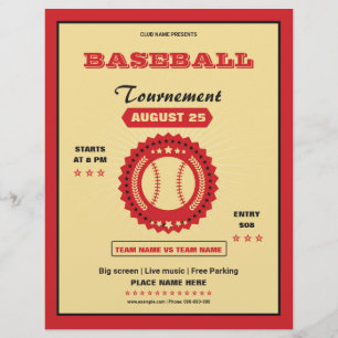Baseball-turneringsflygare Reklamblad