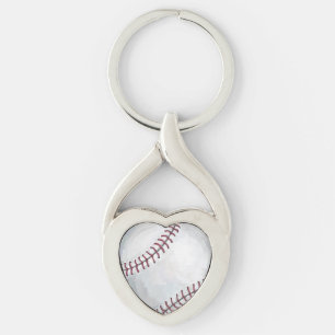 Baseball Twisted Heart Silverfärgad Nyckelring
