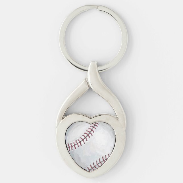 Baseball Twisted Heart Silverfärgad Nyckelring (Framsidan)