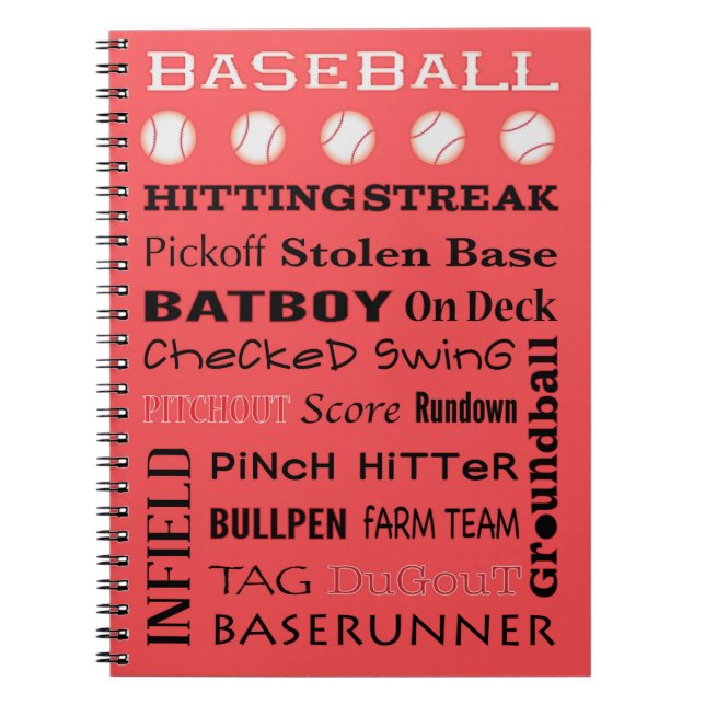 BASEBALL-typografi Anteckningsbok Med Spiral (Framsidan)