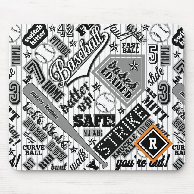 Baseball Typography Black White Rand ID770 Musmatta (Framsidan)