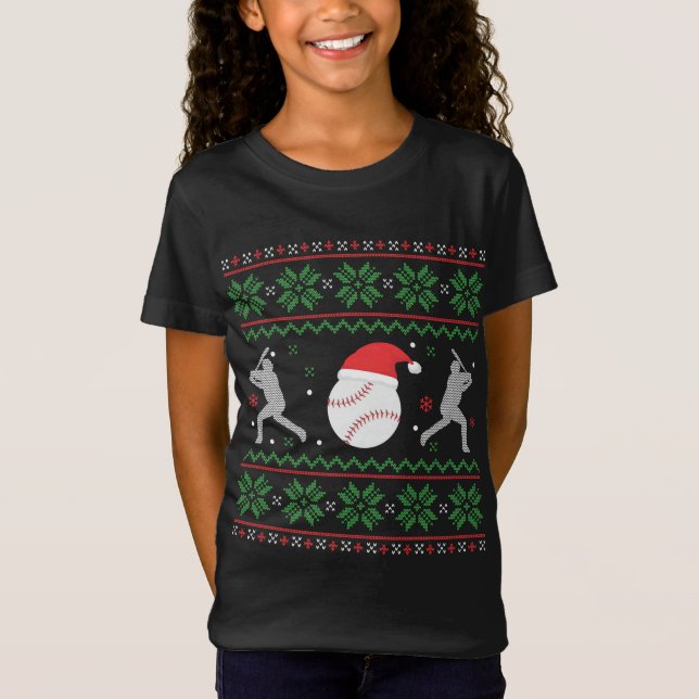 Baseball Ugly jul Sweater Funny Julafton Basebal T Shirt (Framsida)