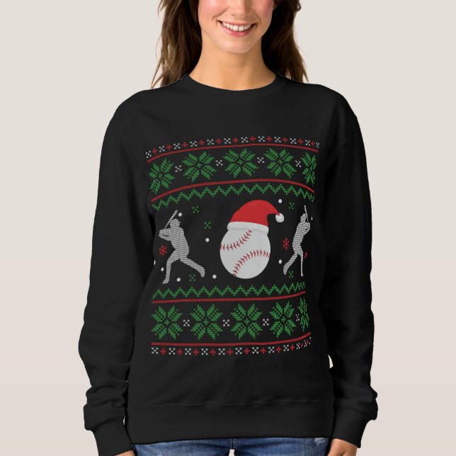 Baseball Ugly jul Sweater Funny Julafton Basebal T Shirt (Framsida)