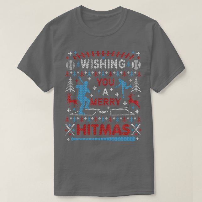 Baseball Ugly jul Sweater Party Merry Hitmas T Shirt (Design framsida)