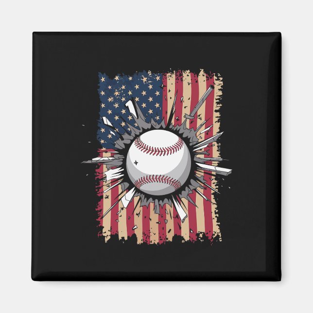 Baseball Us Flagga Magnet (Framsidan)