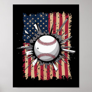 Baseball Us Flagga Poster