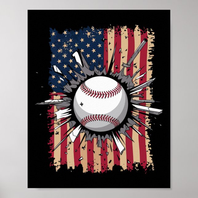 Baseball Us Flagga Poster (Framsidan)