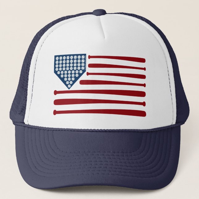 Baseball USA Flag Bats & Balls - GraphicLoveShop Keps (Framsida)