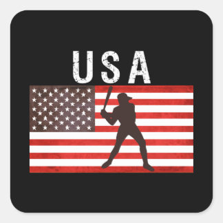 Baseball USA flagga 2021,tokyo 2020 Fyrkantigt Klistermärke