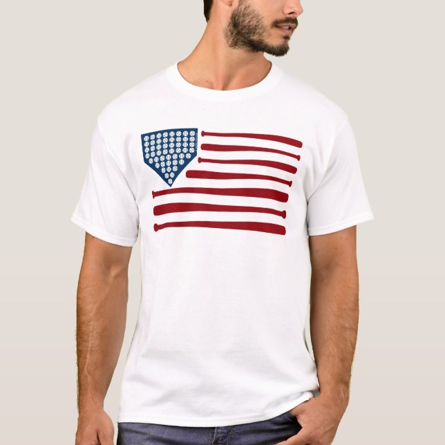 Baseball USA flagga Fladdermöss & Bollar - Graphic T Shirt (Framsida)