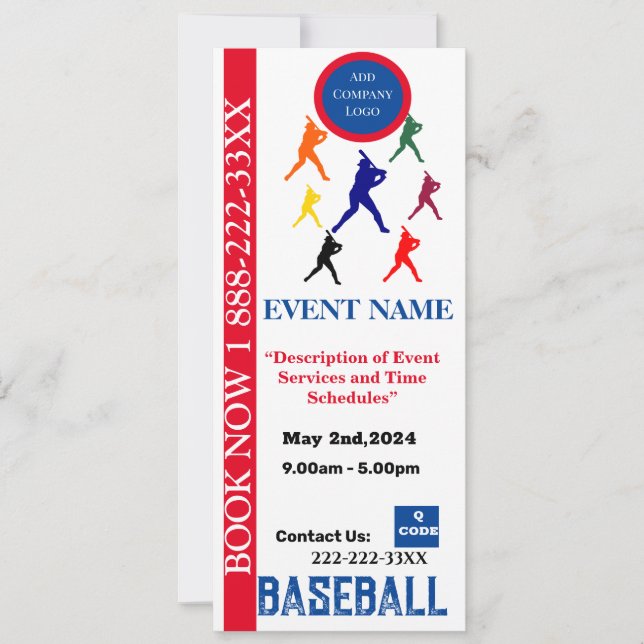 BASEBALL UTFÄLLBAR BANNER INBJUDNINGAR (Framsida)