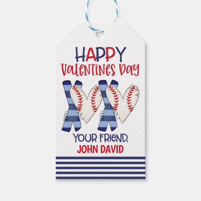 Baseball Valentine Favor Tag Presentetikett (Framsidan)