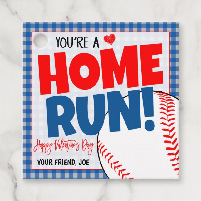 Baseball Valentine Gift Märkre Gåvor Etiketter (Framsida)