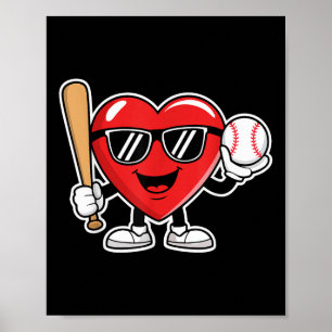 Baseball Valentines day Shirt Boys Valentines Hear Poster