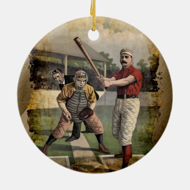 Baseball:Vintage Julgransprydnad Keramik (Baksidan)